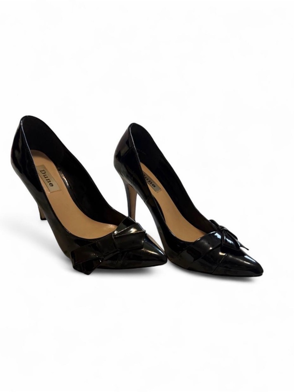 Black Patent Pointed-Toe Bow Pumps